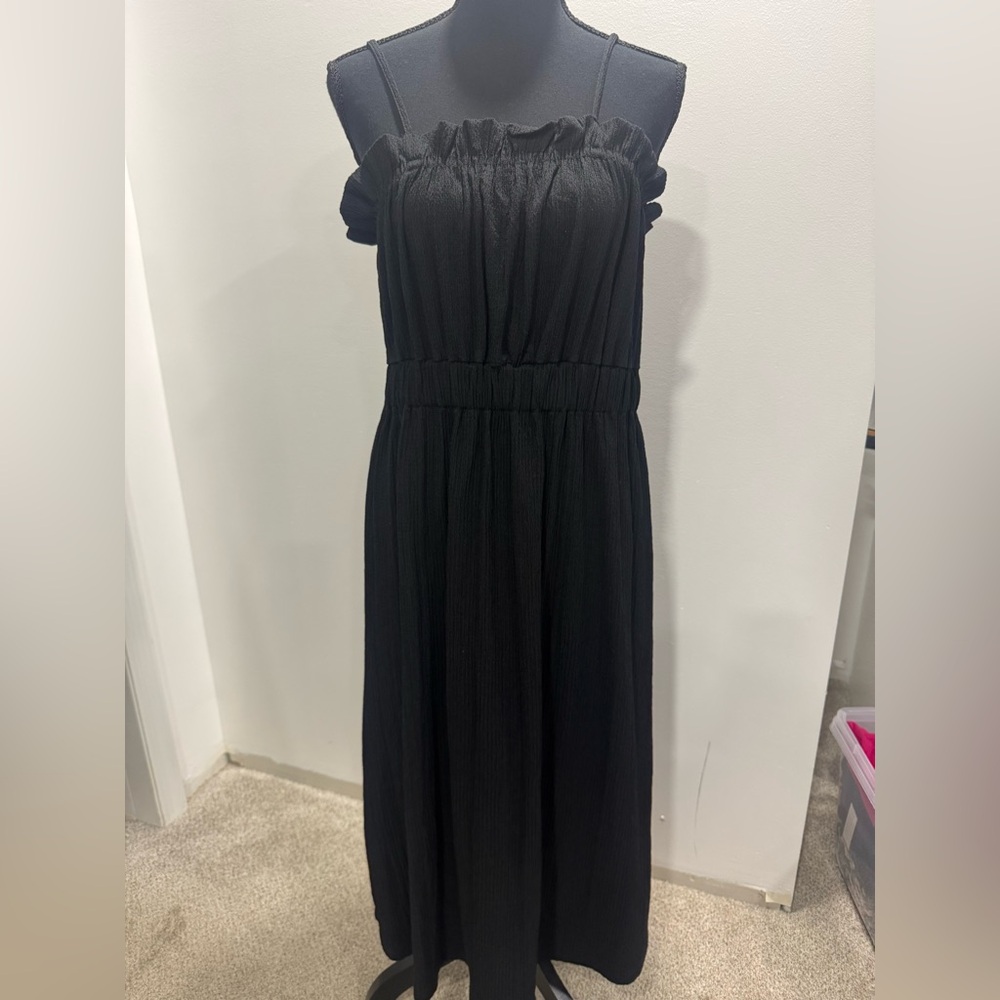 H&M Black Midi Dress with Elastic Waist